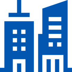 Urban skyline illustration in blue color