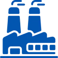 Factory icon with smokestacks