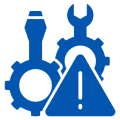 Mechanical tools and caution icon